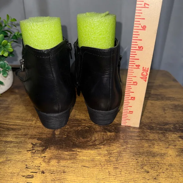 Rockport Carly Ankle Booties Women 7 Black Leather Laser Cut Comfort Casual - Image 3