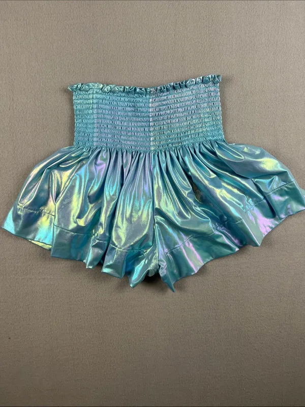 Queen of Sparkles Iridescent Blue Smocked Swing Shorts Size: XS - Image 4