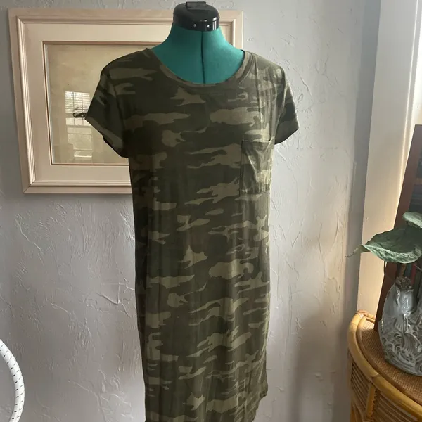 Sanctuary Short Sleeve Camo T Shirt Dress XS Green Lounge Cozy Soft Casual - Image 5