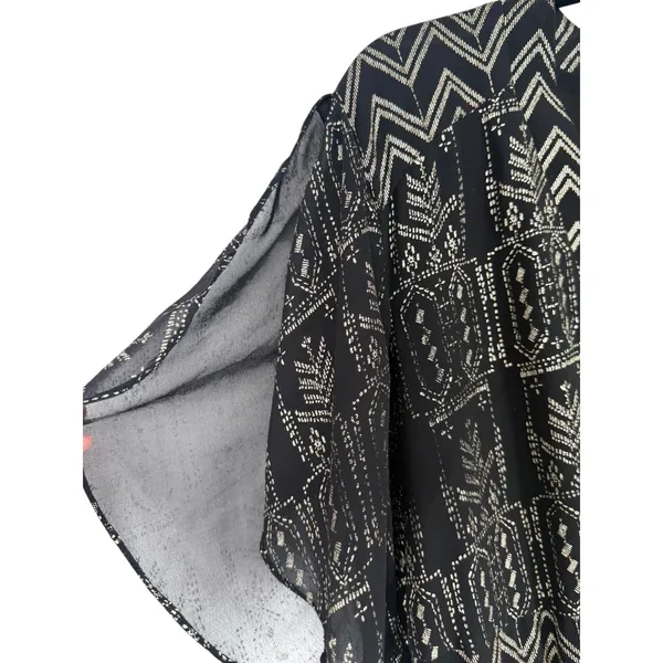 Free People Love Your Chaos Mini Tunic Dress Black Metallic Size Medium Boho - Image 8