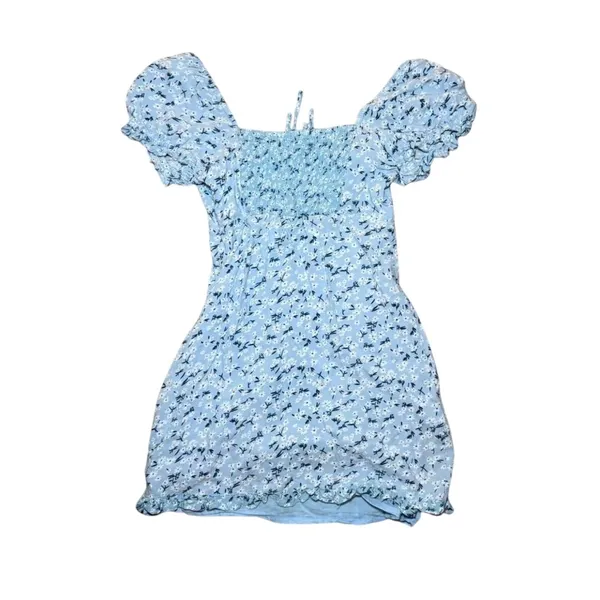 Sky‎ & Sparrow Blue Floral Embroidered Puff Sleeve Mini Dress Cottagecore Square - Image 10