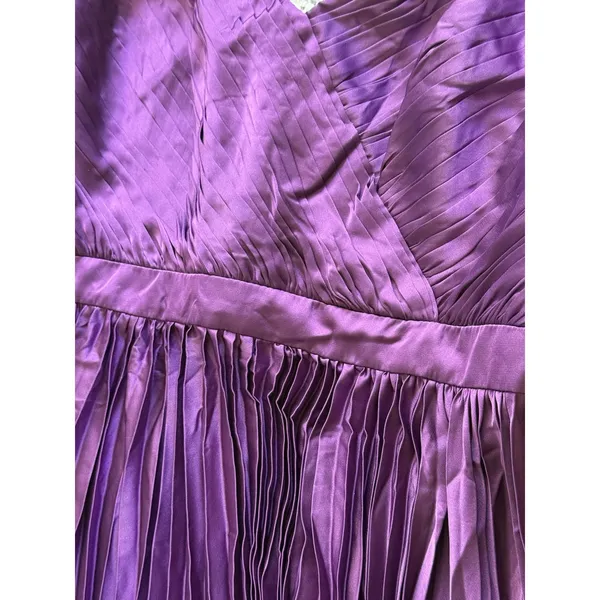 Ieena for Mac Duggal NWT Pleated Satin‎ Midi Dress Size 16 Amethyst Purple - Image 11