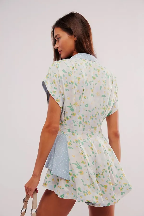 NWT Free People Blue Fiorella Romper. Size XS - Image 4