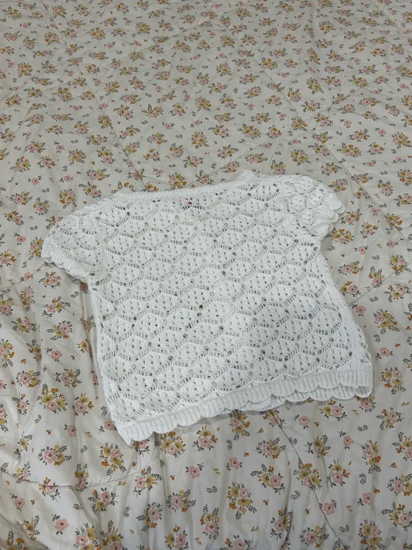 Edikted White Knitted Button- Up Top - Image 3