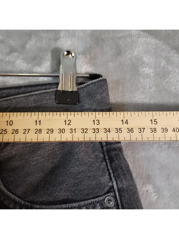 Denim Forum 90s Gray Denim Maxi Skirt Pockets Slit Zip Closure Women Size 26 - Image 6