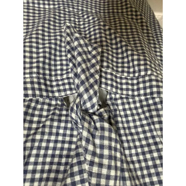 Abercrombie & Fitch Navy White Gingham Tie Front Cutout Romper XS Cotton - Image 9
