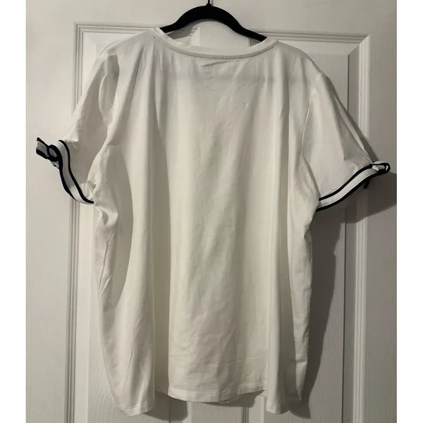 NWT Jones New York Signature Women XXL White Popover Tie Sleeve Short Sleeve Top - Image 4