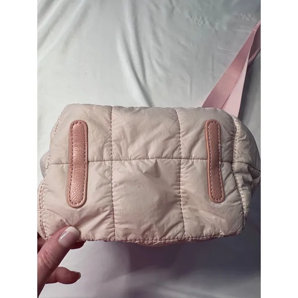 Westbronco Pink Quilted Puffer Mini Tote Crossbody Bag Zippered Lightweight - Image 5