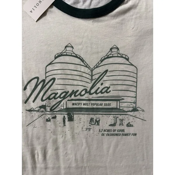Magnolia Womens Waco Silos Texas Graphic Print T-shirt Ivory Size XL NWT - Image 3