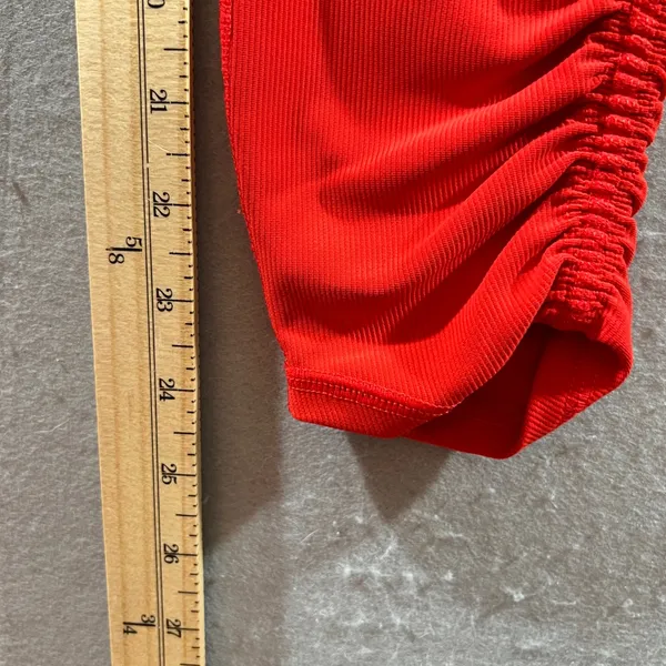 1093 | Wilo The Label Ribbed High Waisted Ruched Athletic Leggings‎ Red Womens S - Image 4
