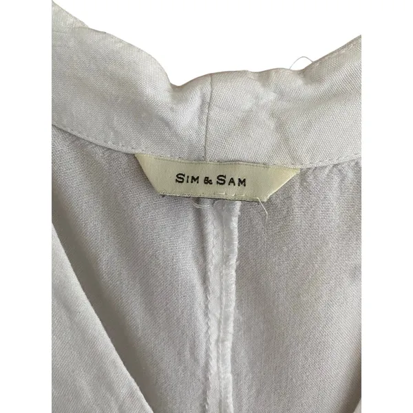 Sim & Sam V-Neck Tie Bottom Button Short Sleeve Blouse Size Small - Image 5