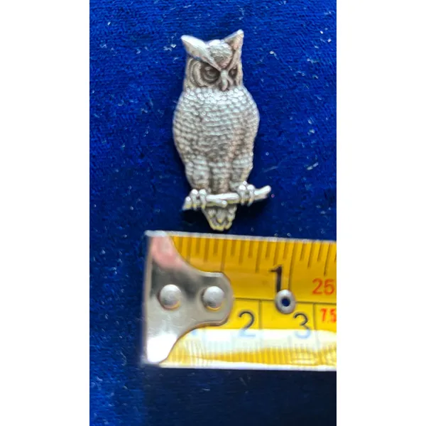 Vintage Sterling Silver Perched Owl Pendant Slide 1.5"x 1" Wisdom Luck - Image 10