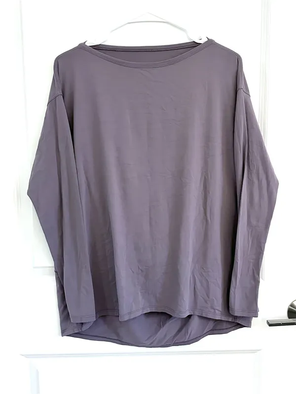 Lululemon Back In Action Long Sleeve Lavender Gray Large - Image 3