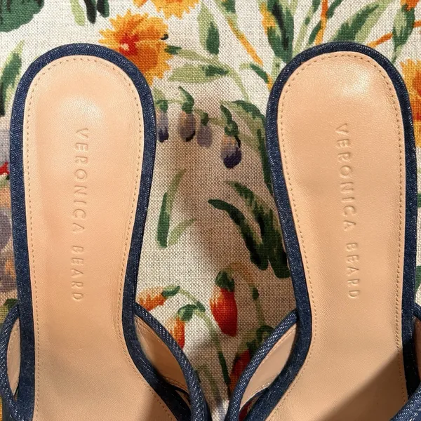 Veronica Beard Edna Denim Wedge Espadrille Sandals Size 8.5 Minimalist Preppy - Image 6
