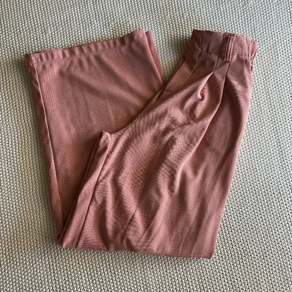 Halara High Waisted Plicated Side Pocket Wide Leg Waffle Work Pants Pink Small - Image 6