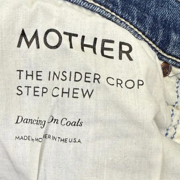 MOTHER The Insider Crop‎ Step Chew Jeans Dancing On Coals Blue Distressed 26 - Image 3