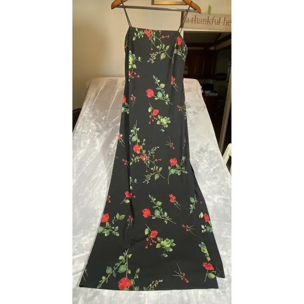 Arianna Rachel Kaye Ladies 8 Petite Long Black‎ Floral Maxi Evening Gown Elegant - Image 2