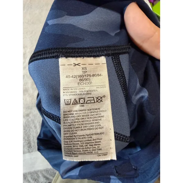 Gap Fit XS Blackout‎ Technology Blue Camo Blue Athletic Leggings Pockets Stretch - Image 7