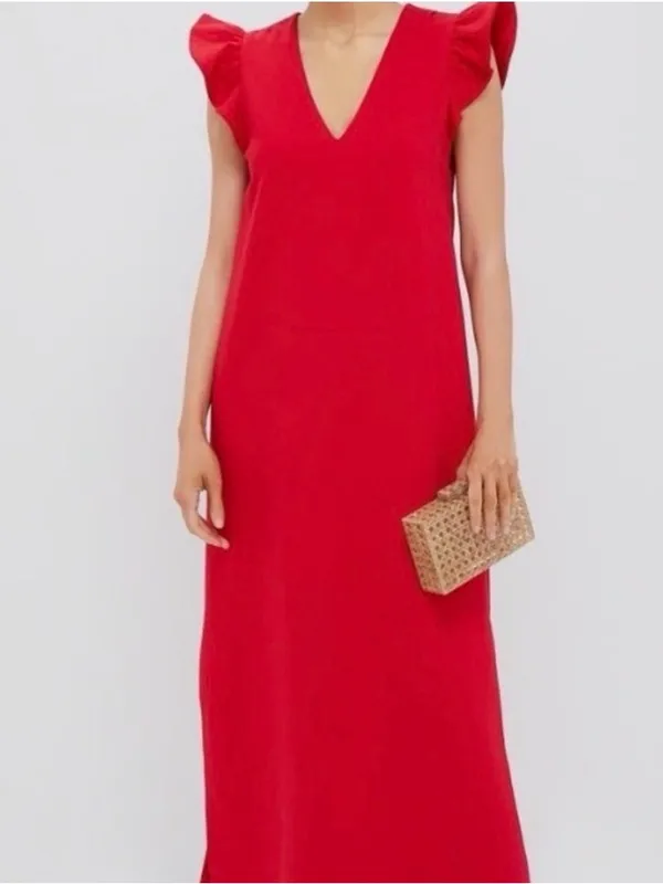 Pomander Place Tuckernuck Miko Flutter Sleeve Maxi Dress Red XL V-Neck NWT - Image 10
