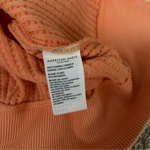 American Eagle Outfitters Orange V-Neck Sweater - Image 3