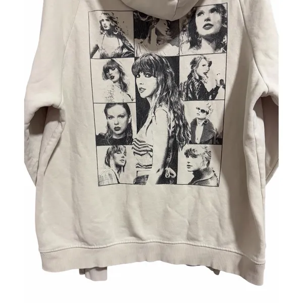Taylor Swift The Eras Tour Hoodie‎ Concert Pullover Sweatshirt Cream Size Large - Image 6