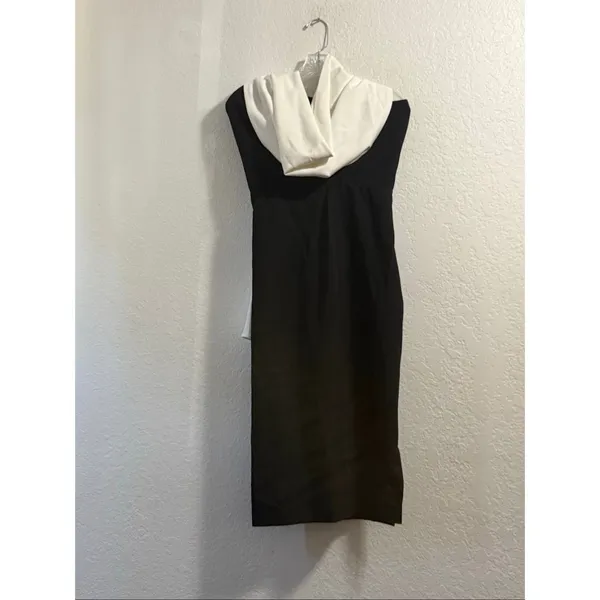 FERVENTE Formal Cocktail Black white Long Dress Evening Wedding Party 38 M New - Image 4