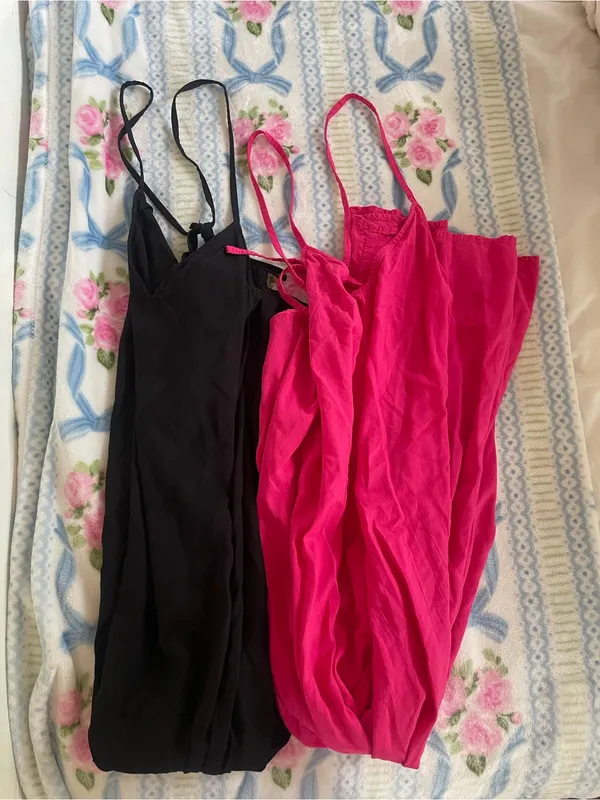 Old Navy Black and Pink Spaghetti Strap Dress - Image 2