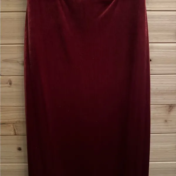 NWT Taylor Size 2/XS Strappy Red Orange Cowlneck Velvet Midi Dress - Image 4