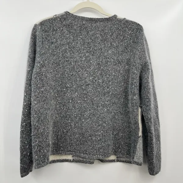 Dress Barn Women's Cardigan Sweater Patchwork Floral Silk Cottagecore L Grey - Image 11