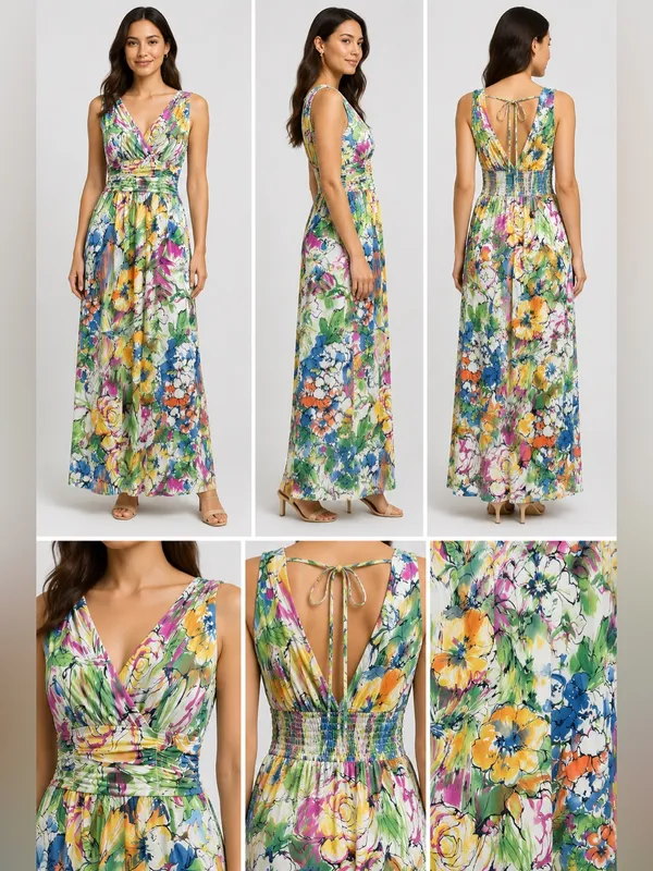 NEW Jonathan Martin Floral Maxi Dress 6 Resort Cruise Autumn Wedding Guest Dress - Image 2