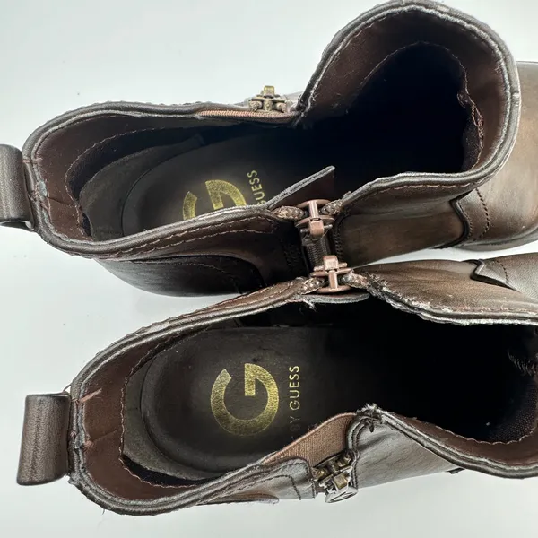 Guess Brown Ankle Booties Heel Side Zip Western Womens Size‎ 7.5M - Image 7