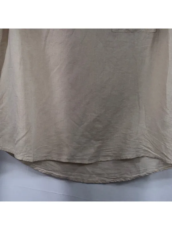 J.Crew Linen Cotton Popover Shirt Beige Size S NWT - Image 3