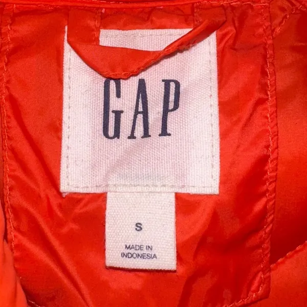 GAP Puffer Vest Women's Small Orange Quilted Lightweight Full Zip - Image 3