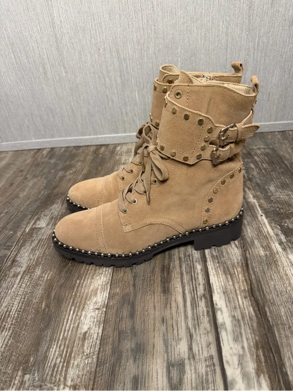 Sam Edelman Taupe Suede Studded Lace-Up Ankle Boots Size 8.5 - Image 10