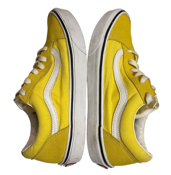 Vans Yellow and White Low-Top Canvas Shoe - Image 5