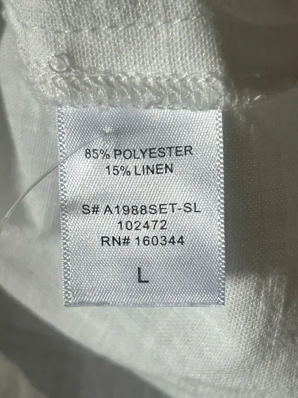 Solai The Label Linen Blend Set Sz large Off White Ivory Vacation Top Shirt Pants - Image 6