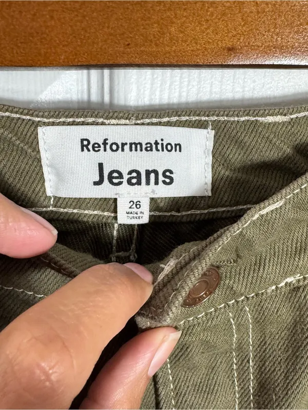 Reformation Cowboy High Rise Straight Jeans Kalamata Green Size 26 - Image 4