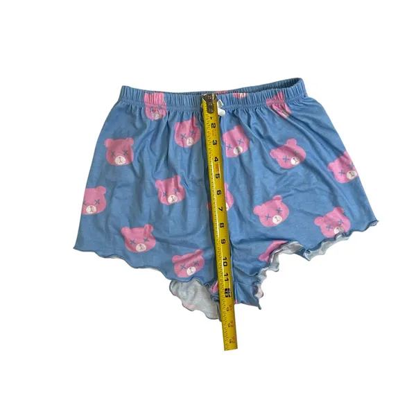 ROMWE Blue and Pink Bear Print Sleep Shorts - Image 4