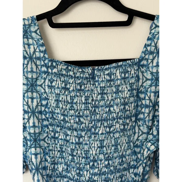 English Factory Mini Blue Dress Square Neck Size Medium Tie Front NEW - Image 6