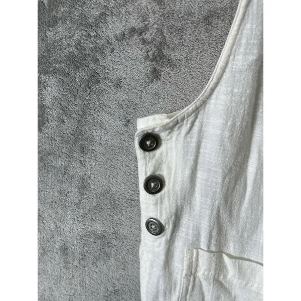 L*Space White Overalls Relaxed Coastal Grandmother Beachy Minimalist Jumpsuit MD - Image 5