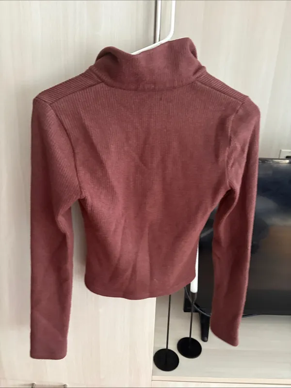 Reformation | Cinnamon Griet Collared Zip Knit Ribbed Sweater - Image 5