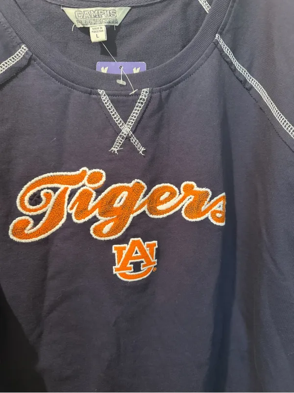 Auburn Tigers Navy Long-Sleeve Raw Hem Sweatshirt Womens Large NWT - Image 2