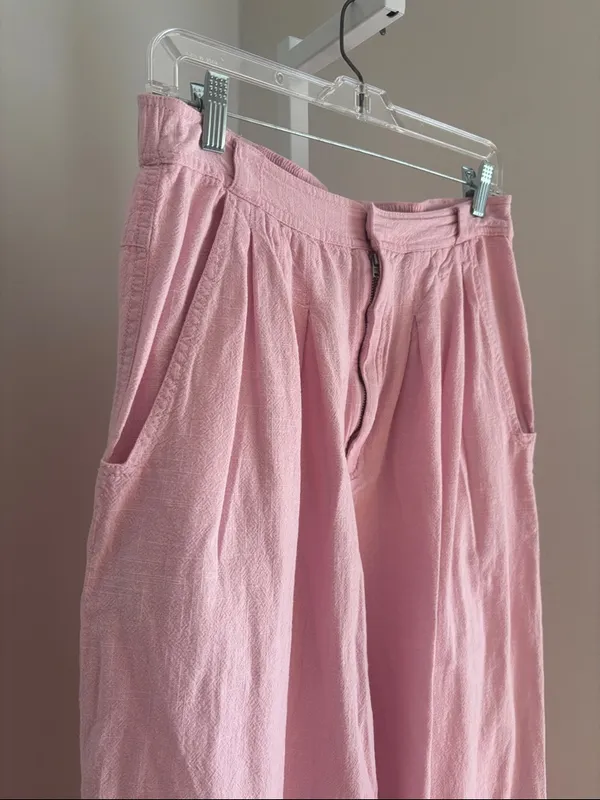 Free People Lotta Love Linen Trousers Pink Rose Size 10 - Image 5