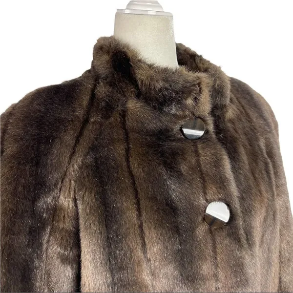 Alpine Studio Women's Fur Faux Brown Cropped Coat Jacket Size Medium - Image 2