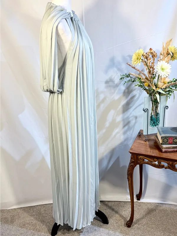 ☀️COS Pale Green Pleated Cape Sleeve Maxi Dress Minimalist Sz 8🧡 - Image 5