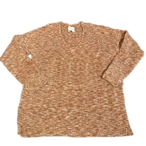 Abercrombie & Fitch Soft A&F Brown Marled Ribbed V-Neck Tunic Sweater Medium - Image 2