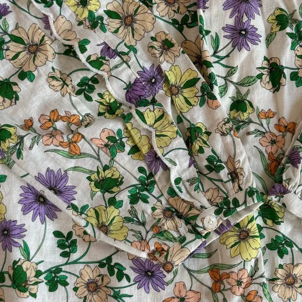 NWT Loft Floral Linen Blend Puff Sleeve Shift Mini Dress 12 Boho Western Chic - Image 4