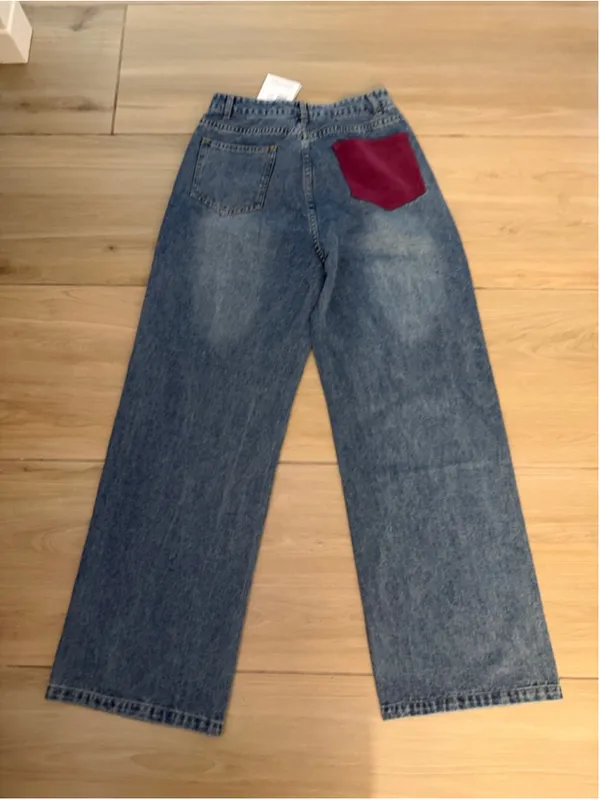 NEW Street Fashion Loose Jeans Y2k Rivet Star Gothic Loose Denim S - Image 2