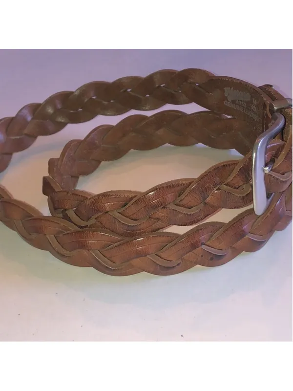 Braided Brown Leather Size Medium Merona Belt - Image 2