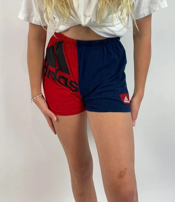 Custom Reworked Patchwork Shorts Red Size M - Image 2